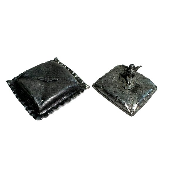 TOOTH FAIRY TRINKET BOX BY METZKE MADE IN USA PEWTER PILLOW 3" X 3" - Picture 6 of 6